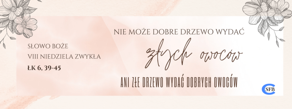 VIII NIEDZIELA ZWYKŁA Betania Młodym Nie może dobre drzewo wydać złych owoców ani złe drzewo wydać dobrych owoców. VIII Niedziela Zwykła
